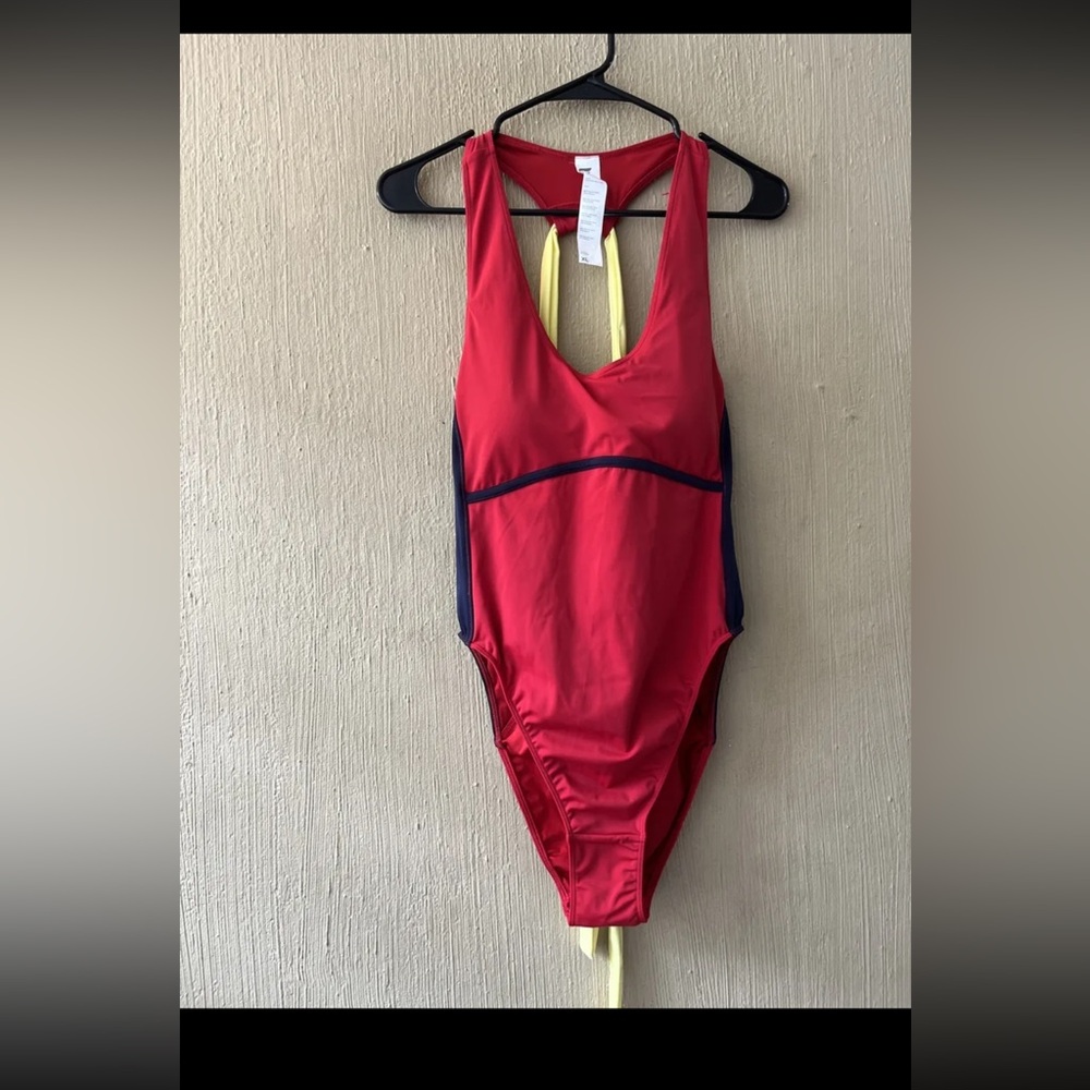 Fabletics Women's Gabriella Red Yellow One Piece Swimsuit Swim Sz XL NWOT *READ*